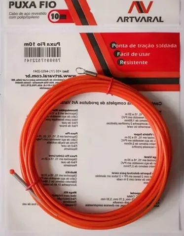 Imagem do produto PASSA FIO C/ CABO ACO REVESTIDO 10MTS LARANJA